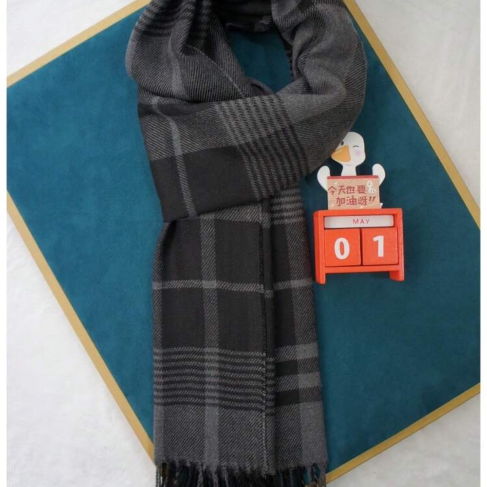 1pc Classic Plaid Scarf, Unisex Warm Dual-Sided Knitted Men Scarf